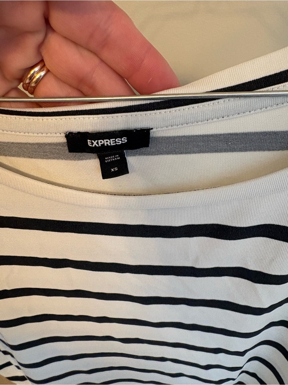 Express Black and White Striped shirt Sleeve Top